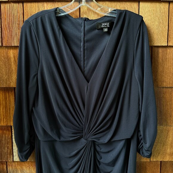 EUC Tadashi Collection Navy Blue V-Neck Twist Midi Dress in Women's 1X - Picture 3 of 10